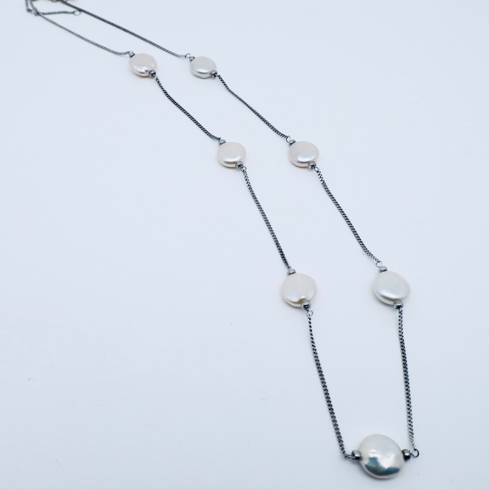 Fresh Water Cultured Pearl Necklace 18 Inch Sterling Silver